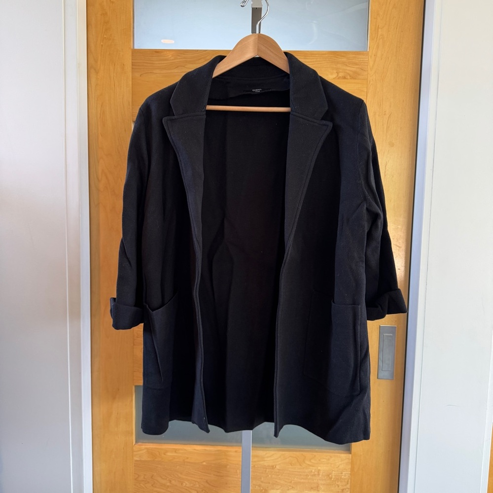 Black Open-Front Women's Blazer Jacket